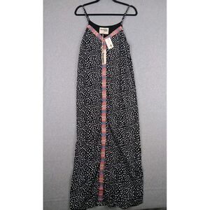 NWT Savanna Jane Dress Women Medium Polka Dot Embroidered Maxi Dress Boho Rayon‎